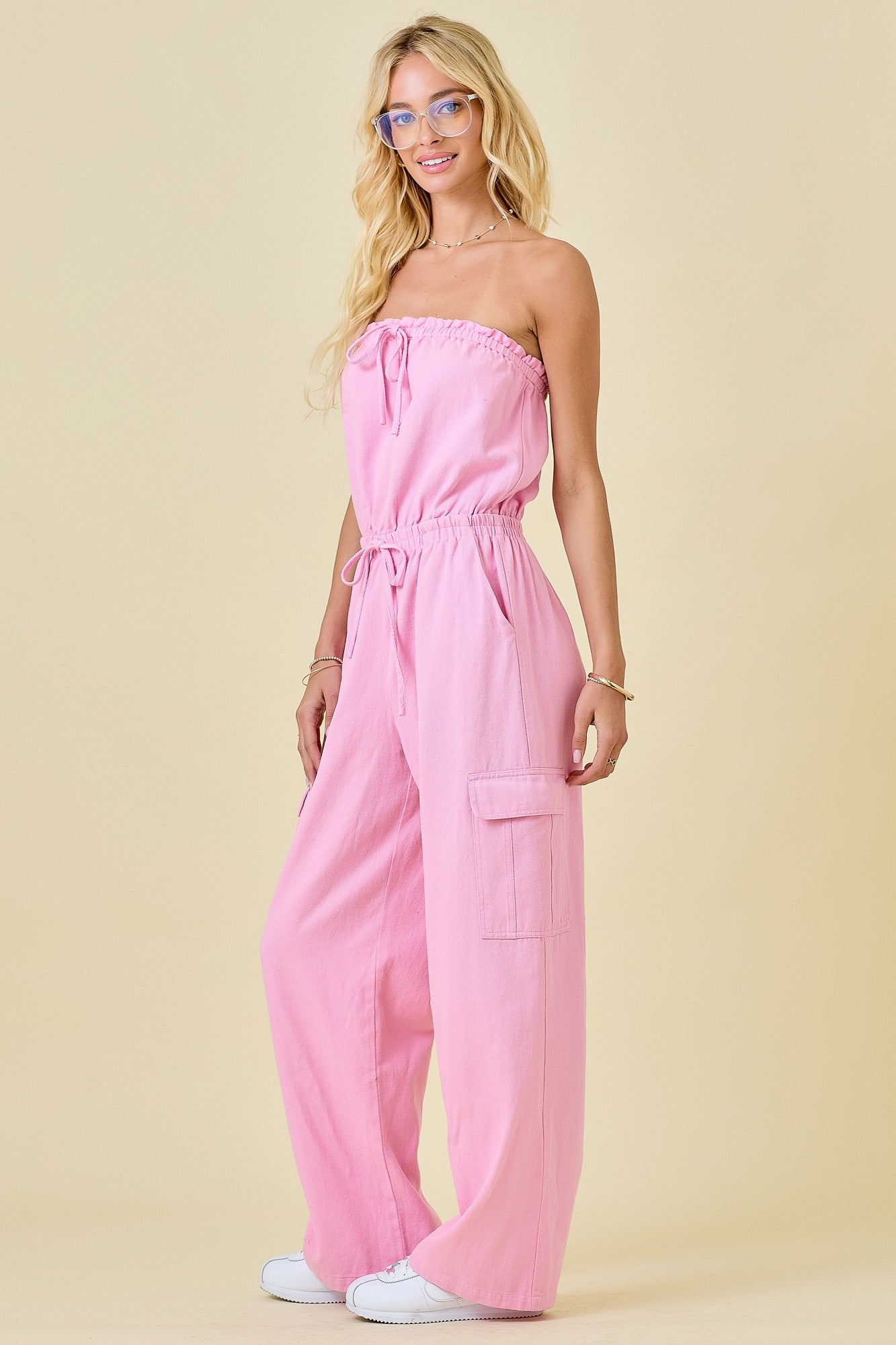 Bella Pink Cargo Jumpsuit