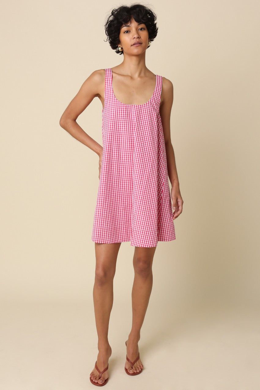 Andrea Gingham Swing Mini Dress Rose