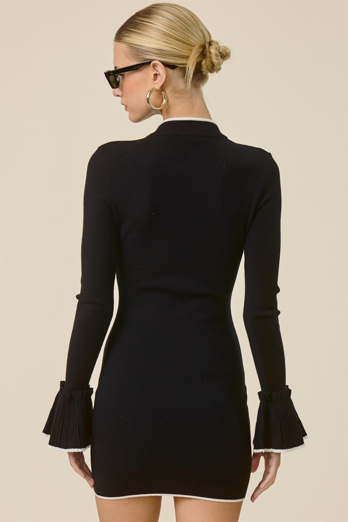 Maggie Black Bell Sleeve Sweater Dress
