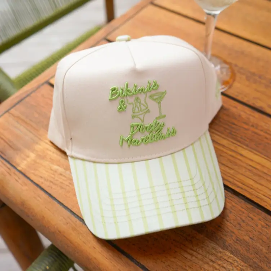 Bikinis & Dirty Martinis - Green Stripe Trucker Hat