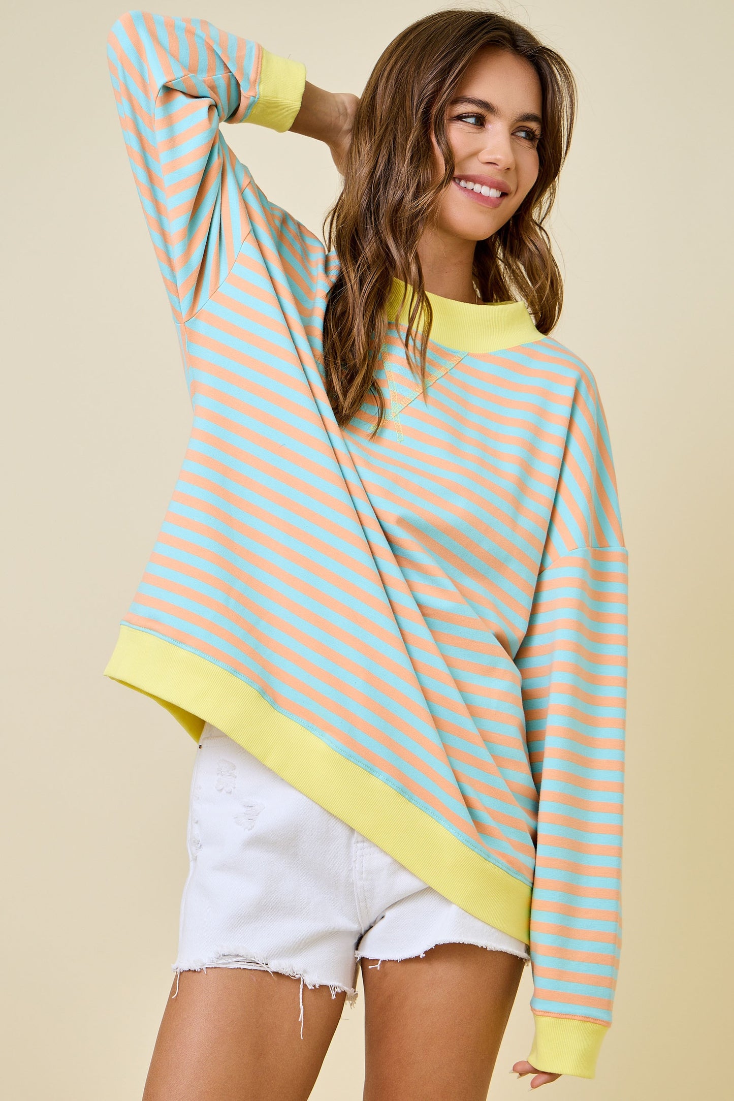 Delilah Striped Mockneck Orange