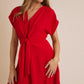 Gia Red V Neck Dress