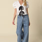 Colette Eyelet Contrast Tie-front Top