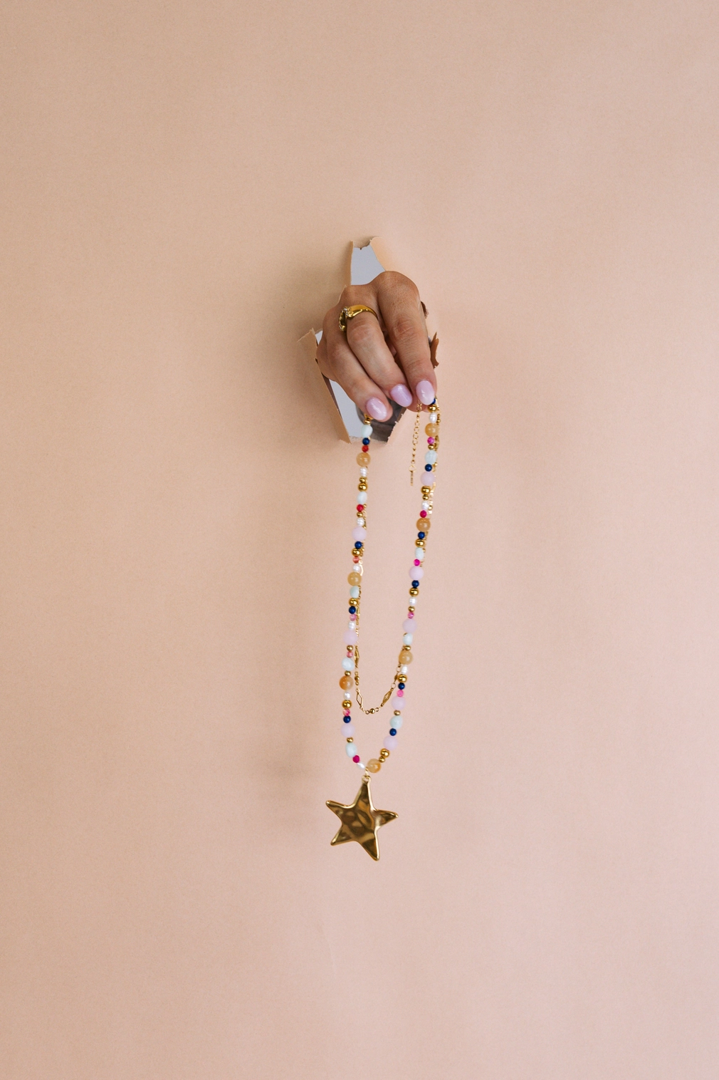 Ziggy Star Layered Necklace - Pink