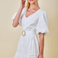 Dorthy White Ruffle Bubble Sleeve Dress