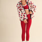 Cozy Oversized Rose Pattern Fleece Zip Up Jacket