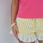 Yellow Gingham Denim Ruffle Short