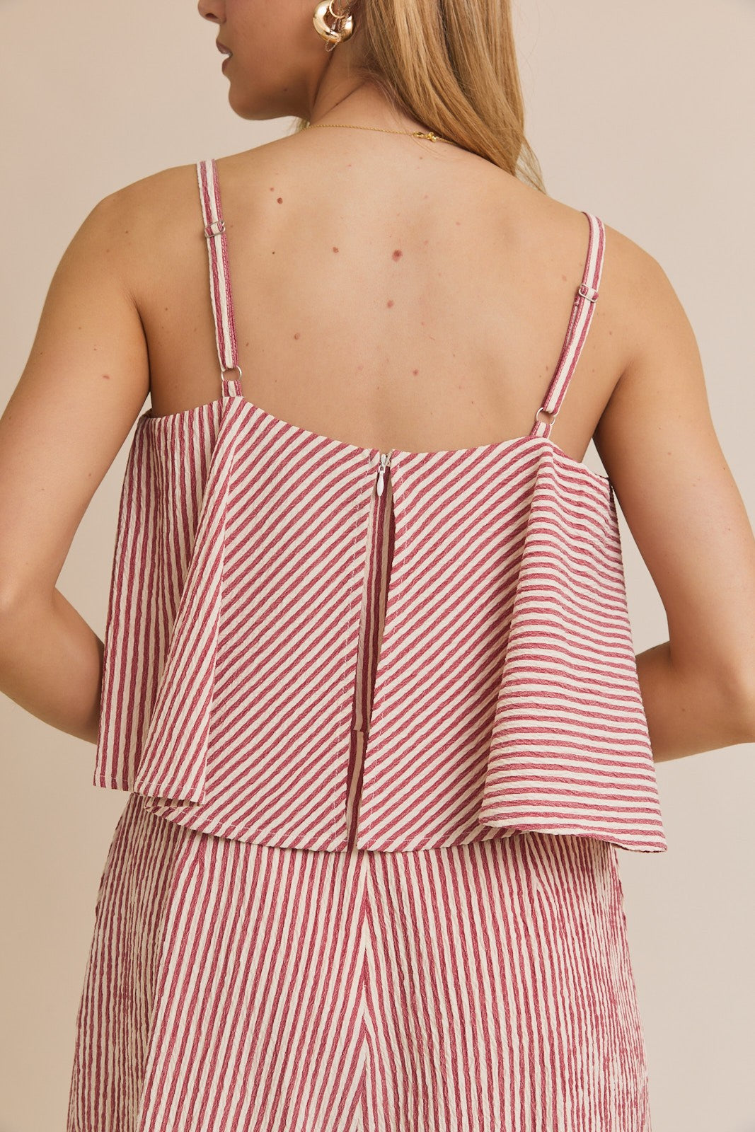 Ginny red striped romper