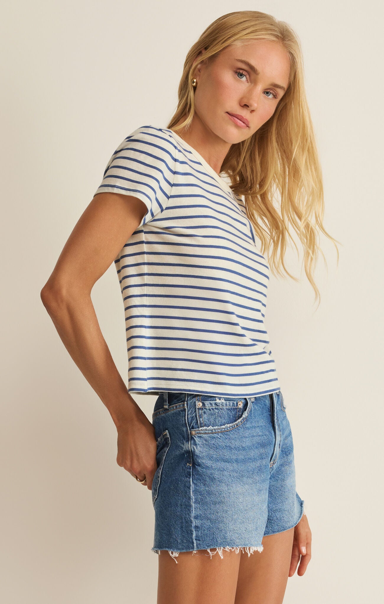 Junie Striped Tee True Navy