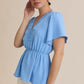 Grace Blue V Neck Top