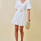 Dorthy White Ruffle Bubble Sleeve Dress