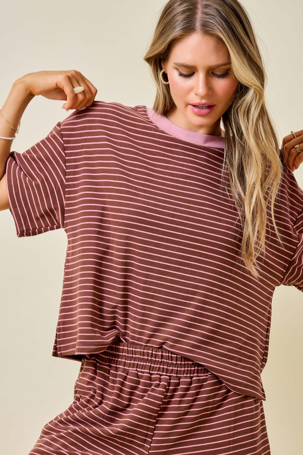 Debra Brown Striped Set Top