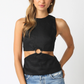 Ala Sleeveless Cutout Linen Top
