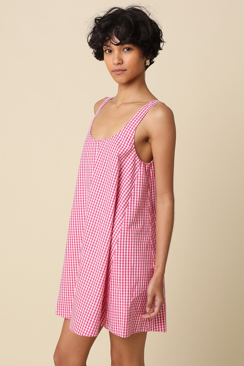 Andrea Gingham Swing Mini Dress Rose