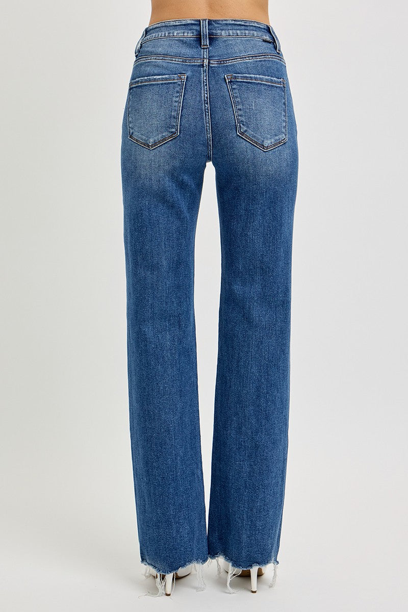 Risen High Rise Wide Leg Raw Cut Hem
