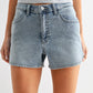 Just Black Denim Sweat Short With Curved Hem