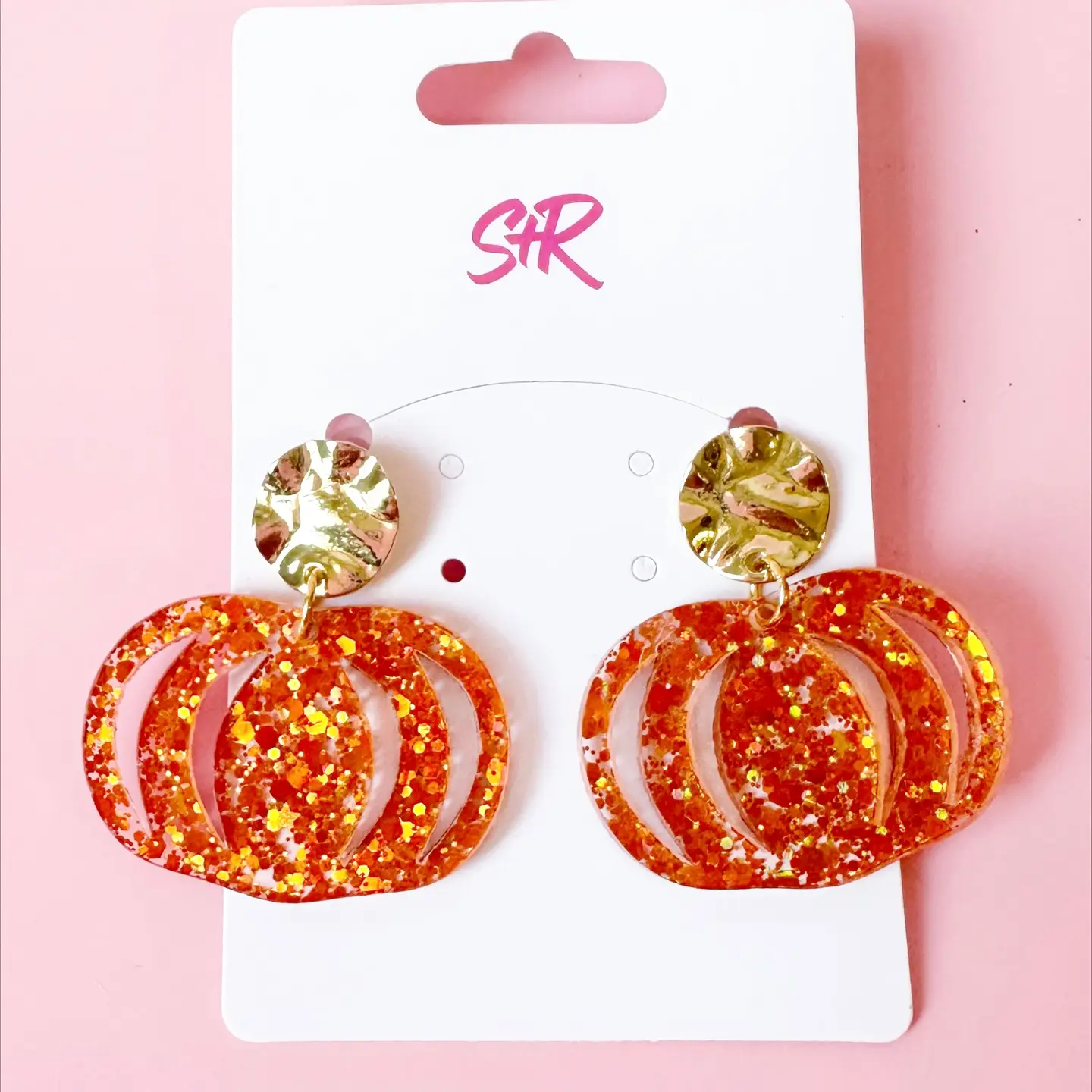 Orange Glitter Pumpkin Dangle