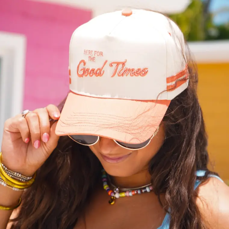 Here For the Good Times - Coral Trucker Hat