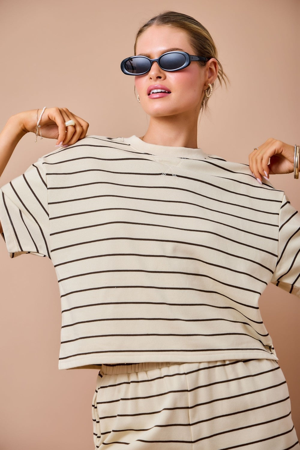 Dream Oatmeal Striped Set Top