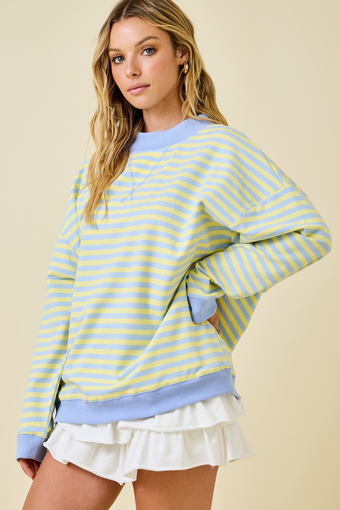 Delilah Striped Mockneck Blue