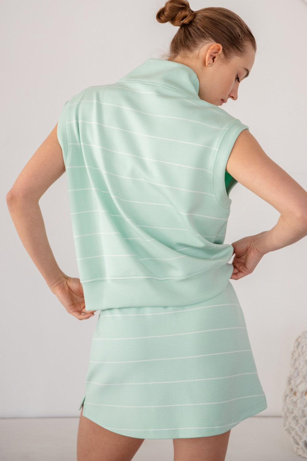Modal Scuba Stripe V Neck Top Mint