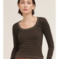 Striped Scoop Neck Ls Top MULTIPLE COLORS