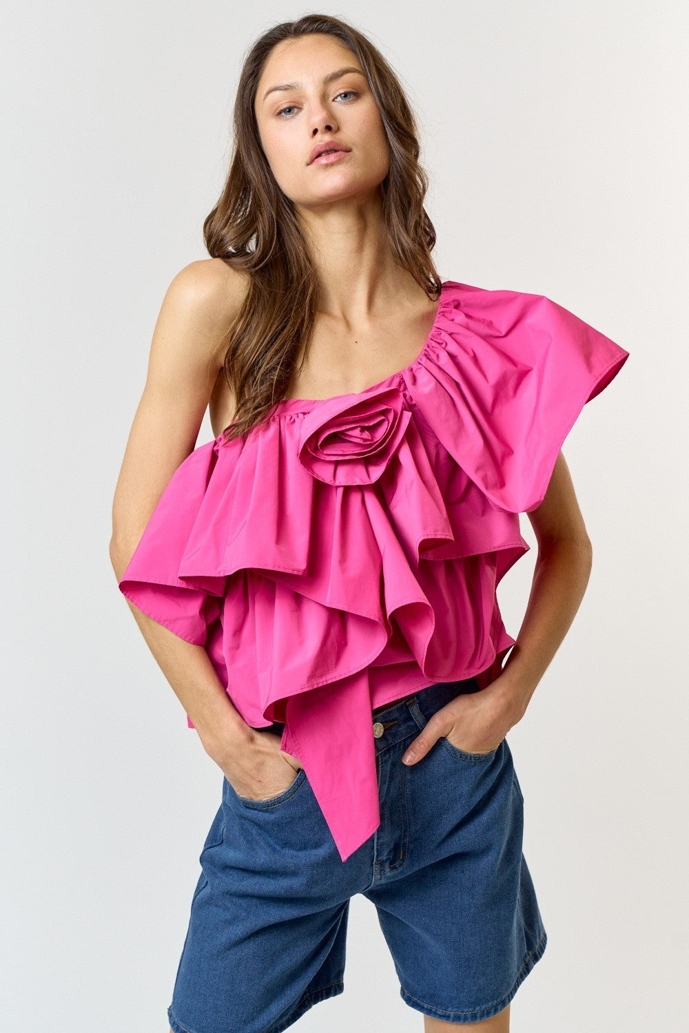 Lucy Pink One Shoulder Top