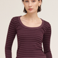 Striped Scoop Neck Ls Top MULTIPLE COLORS