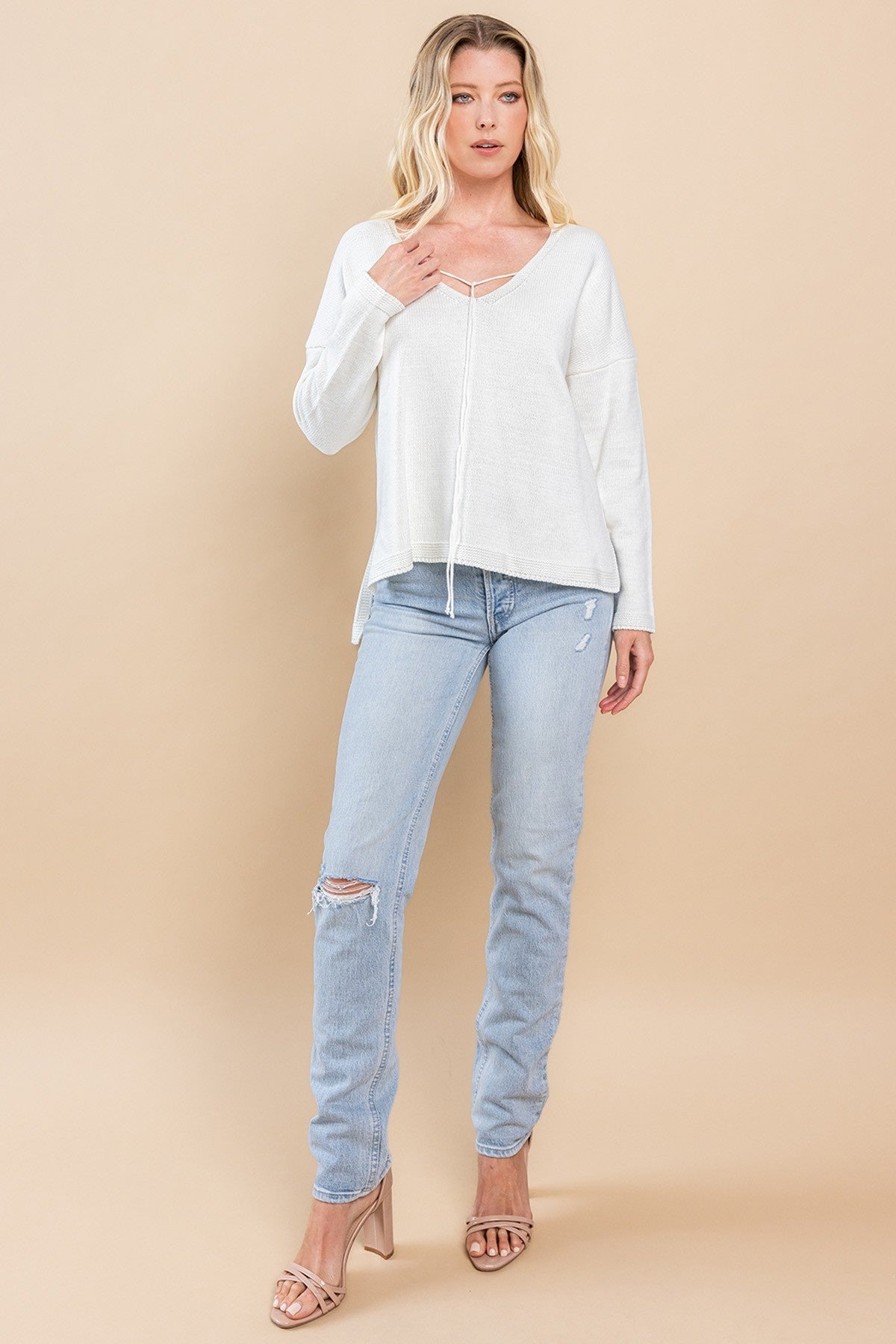 Paisley ivory knit top