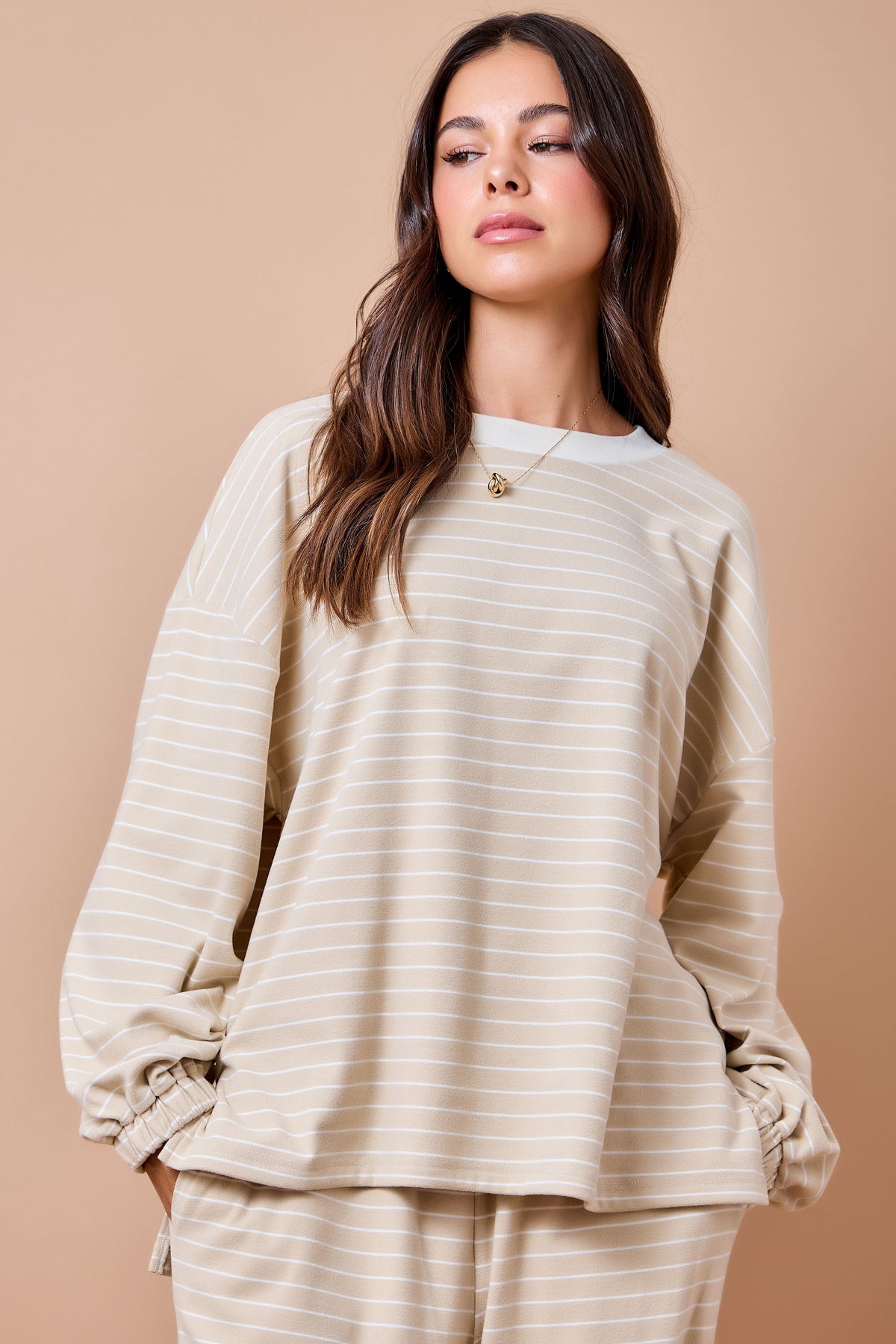 Daphne Tan Striped Top