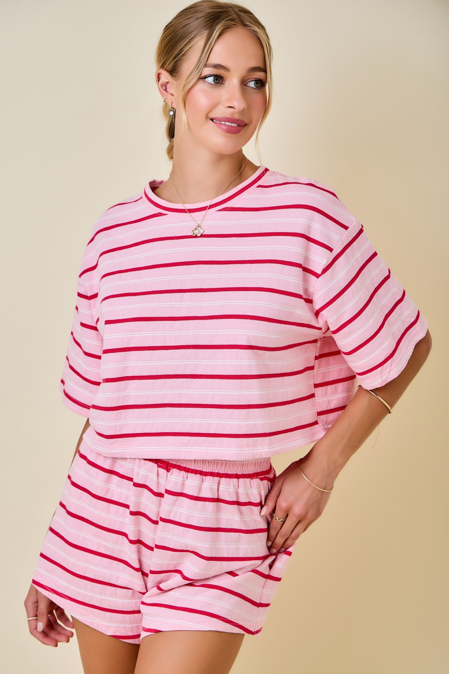 Diana Pink and White Set Top