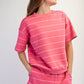 Modal Scuba Stripe Short Sleeve Top Pink