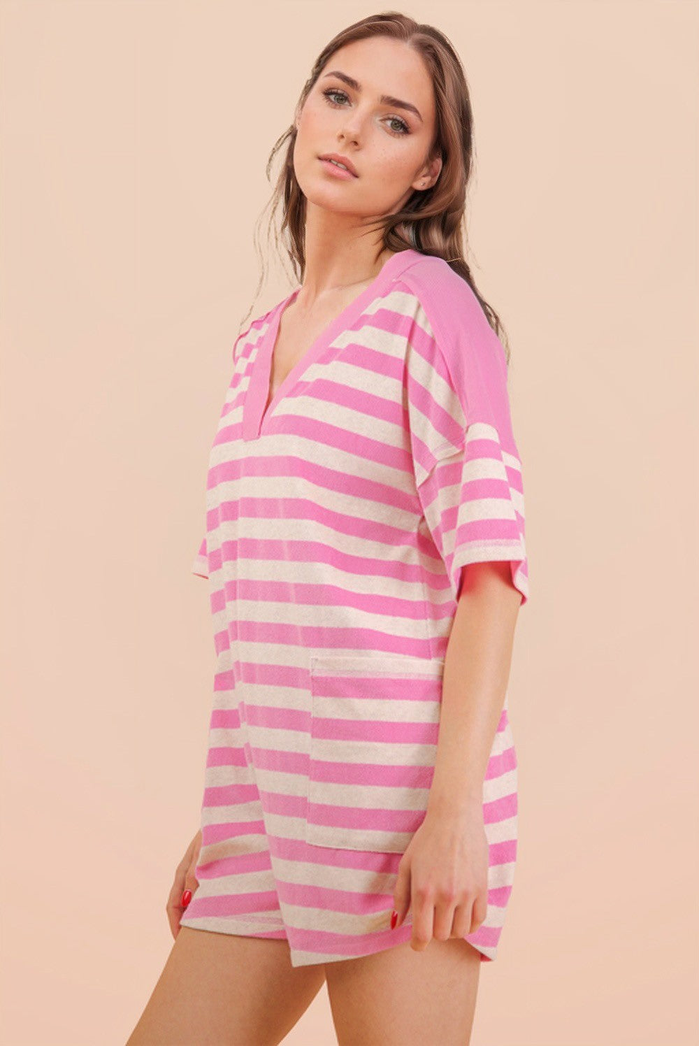 Juliette Pink Striped Romper