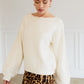 Sarah Cream Boat Neck Top