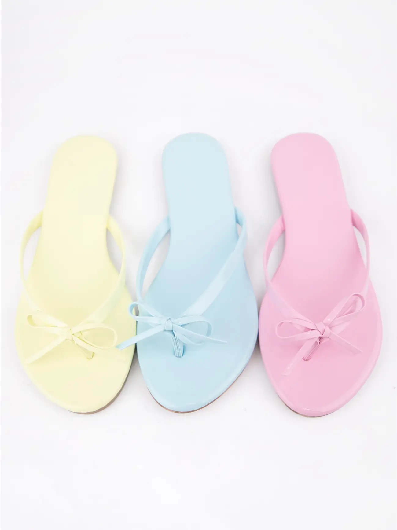 Thin Strap Bow Detail Thong Flat Sandals Pink
