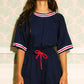 Becka Navy Ribbon Romper