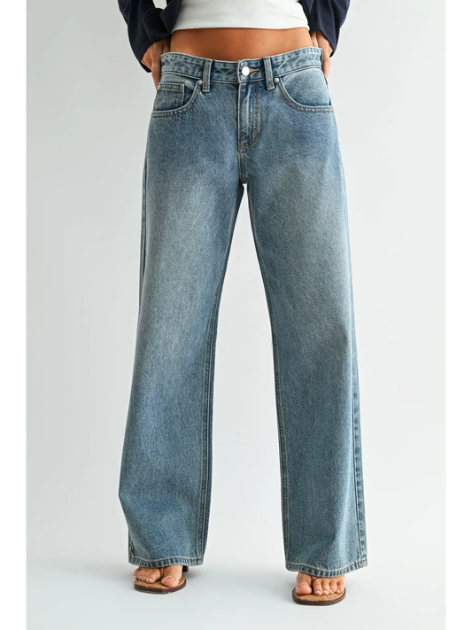 JBD  Non Stretch Baggy Wide Leg - Medium Denim