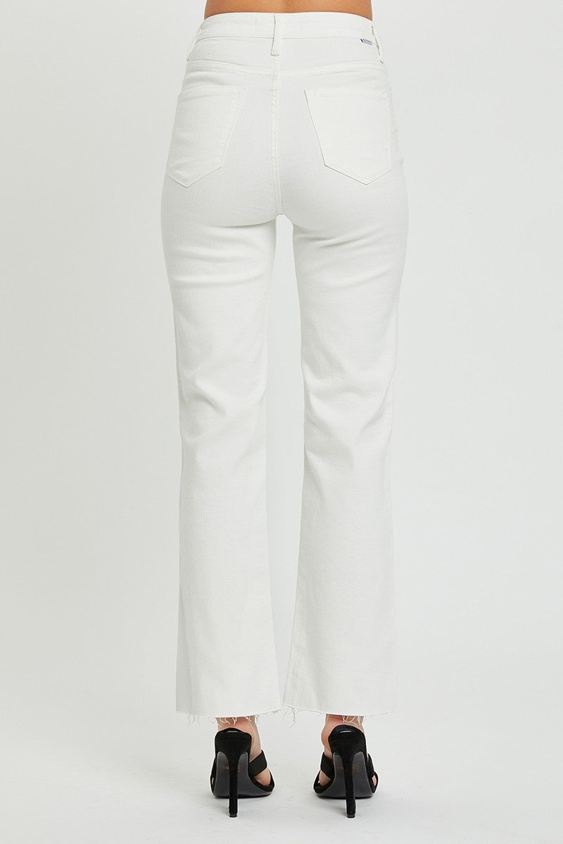 Risen white high rise straight jeans
