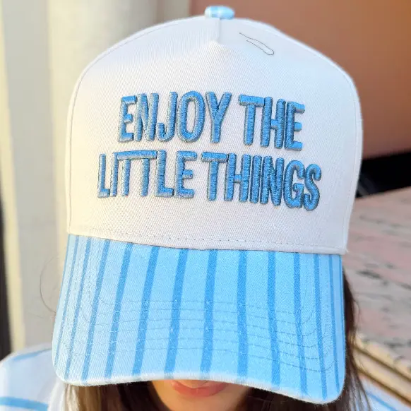 Enjoy the Little Things - Blue Stripe Vintage Trucker Hat