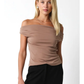 Macey Off-Shoulder Fitted Top Taupe