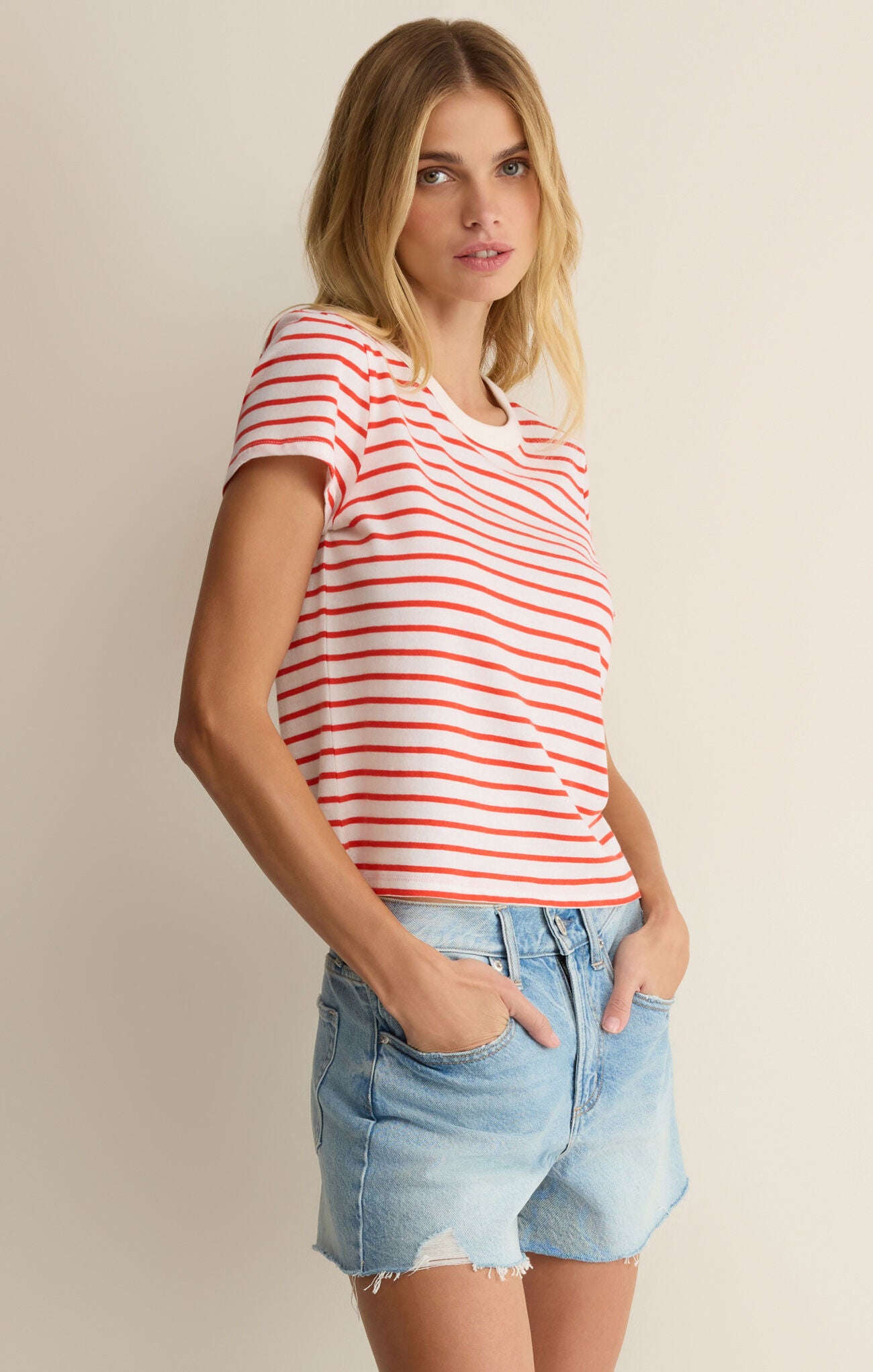 Junie Striped Tee Lychee