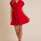 Gia Red V Neck Dress