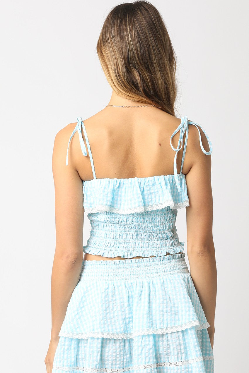 Elisa Smocked Ruffle Crop Top