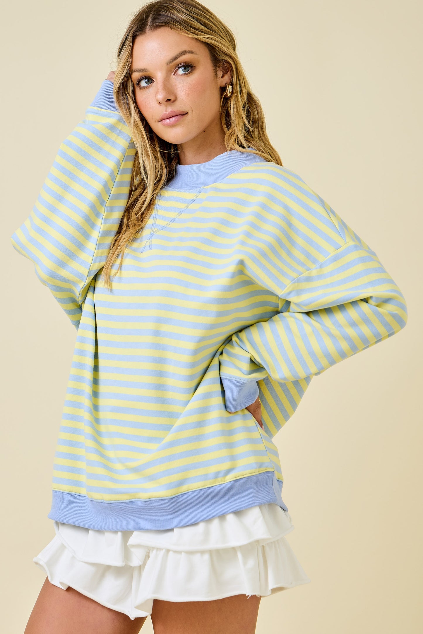 Delilah Striped Mockneck Blue