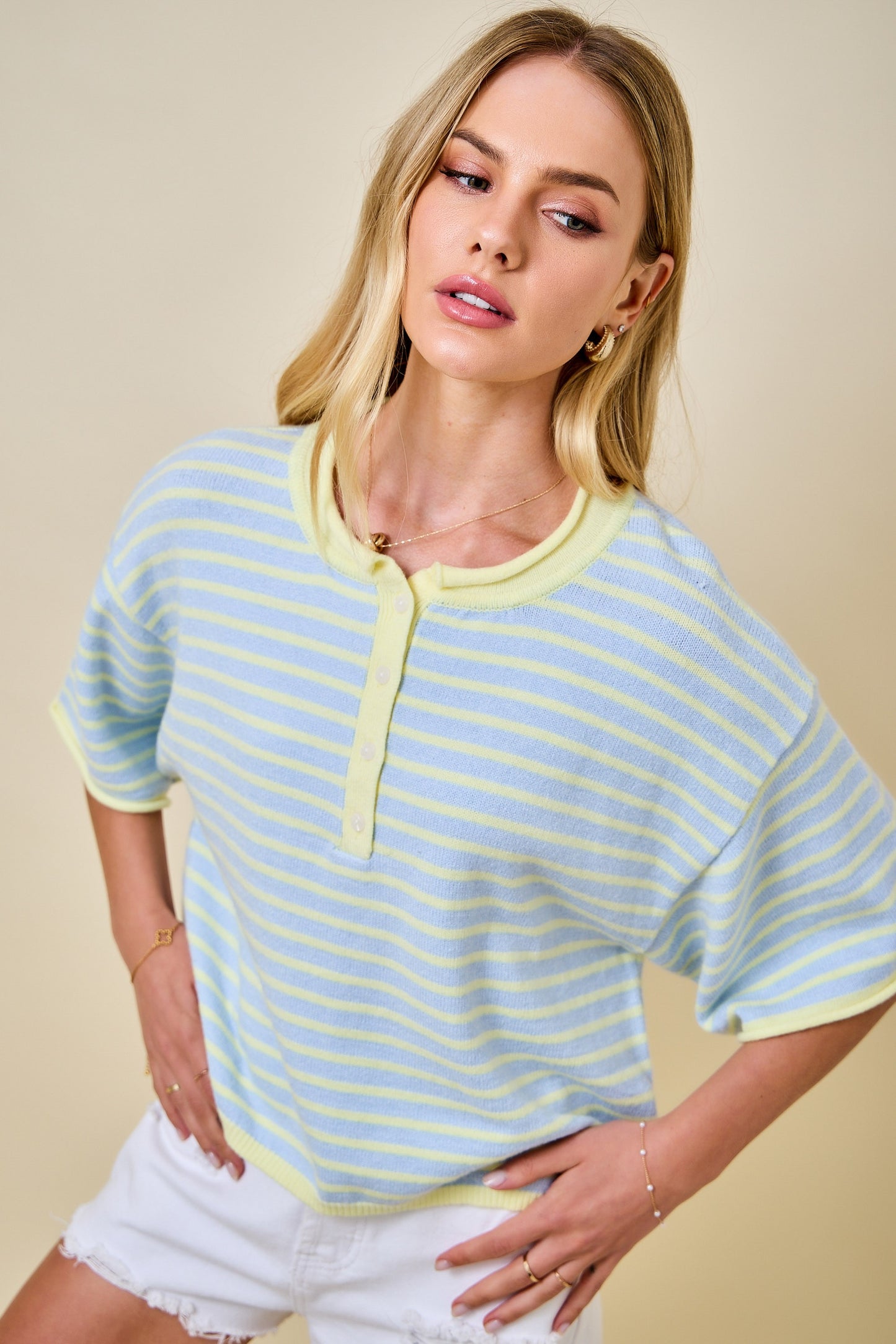Deann Striped Top Blue