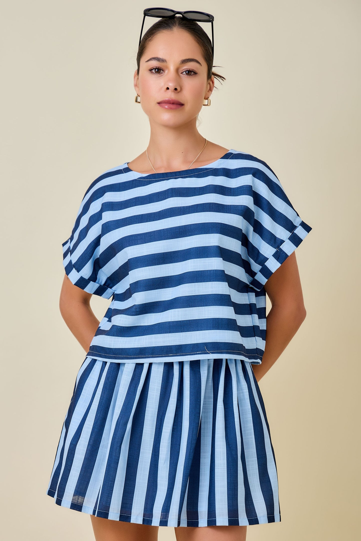Devin Navy and Blue Striped Set