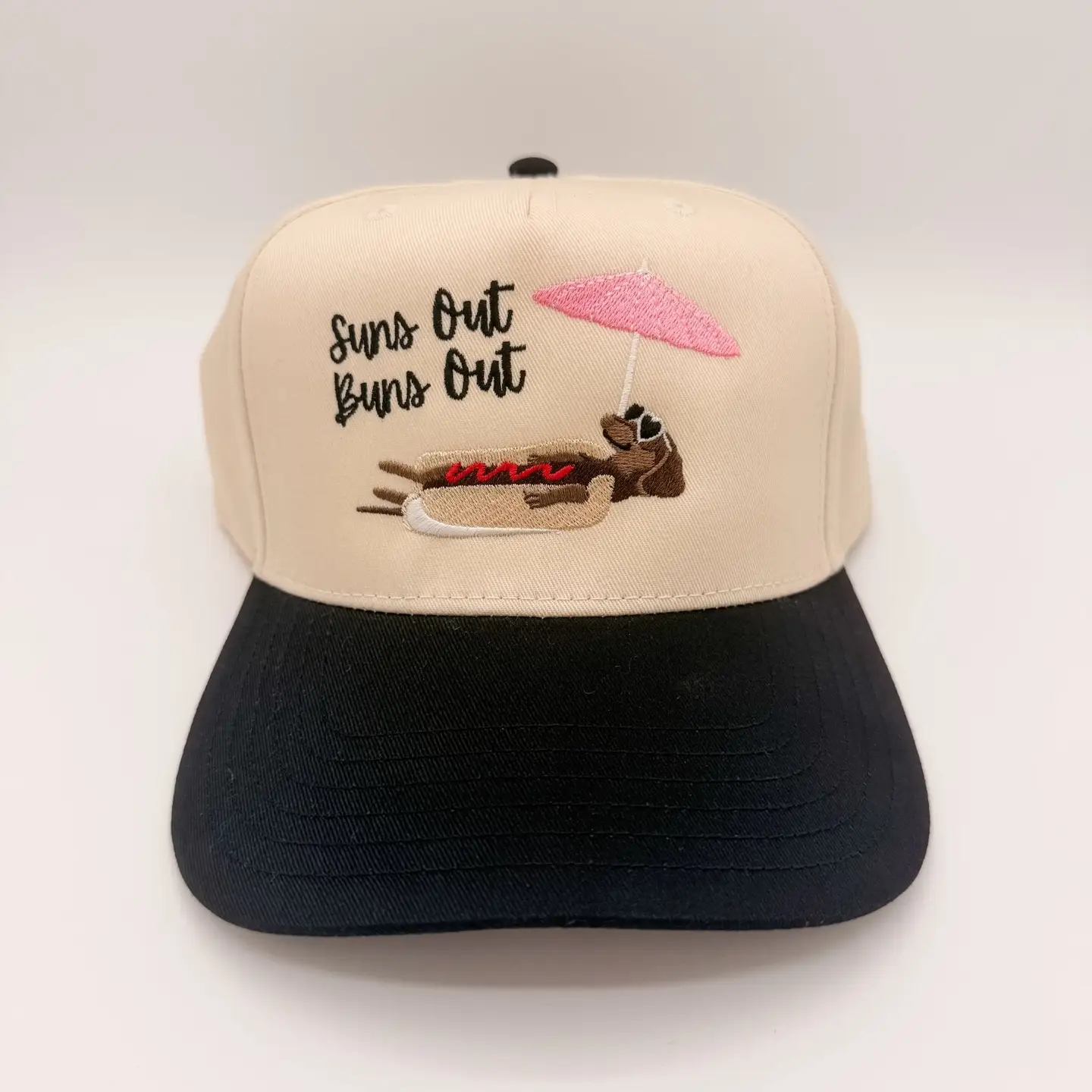 Suns Out Buns Out - Hat Black and Cream