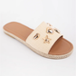 Raffia Espadrille Flat Slide Sandals with Shell