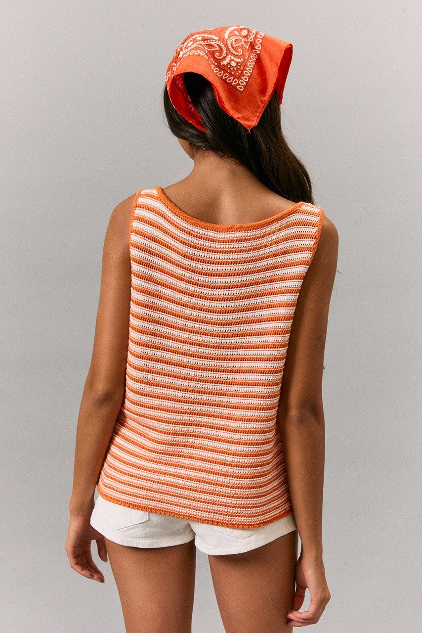 Linda Orange Stripe Top