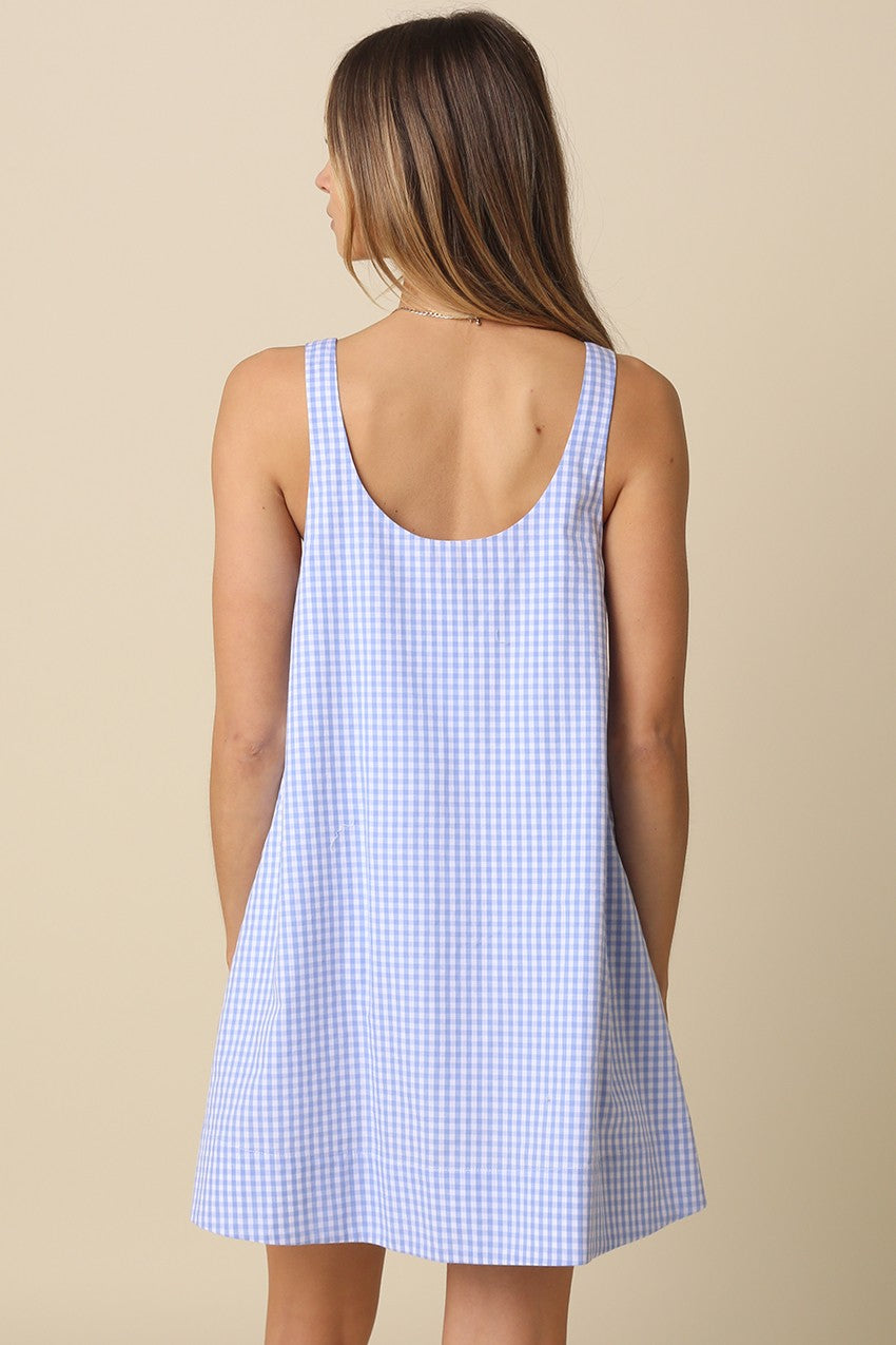 Andrea Gingham Swing Mini Dress Blue